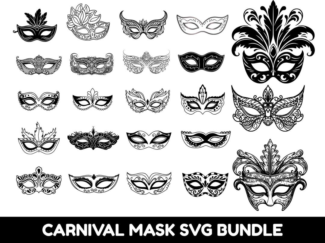 Carnival Mask SVG Bundle,mardi Gras Mask Svg,halloween Party Costume ...