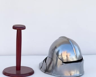 Mittelalterlicher Schallerhelm, 15.Jh. Mittelalterlicher Ritterhelm mit langer Rüstung, handgefertigter, tragbarer Cosplay Helm für LARP und Display
