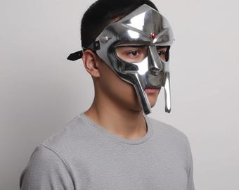 MF Doom Gladiator Mask, Mad Villain Steel Face Mask, Handmade Medieval Hand Forged Metal Mask for Cosplay, LARP, and Display