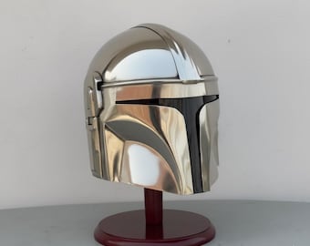 Handcrafted 18 Gauge Steel Mandalorian Helmet, Star Wars Cosplay Armor