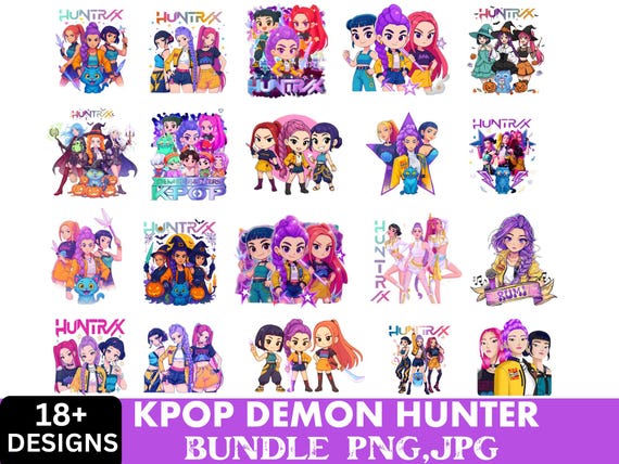 KPop Huntrix Png Svg Bundle Demon Hunters PNG Saja Girls Boys PNG Girl Dinner PNG KPop Idol Fan Art Anime Lover Gift Sublimation