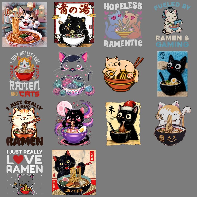 Anime Cat Eating Ramen PNG – Retro Kawaii Ramen Cat Clipart, Japanese ...