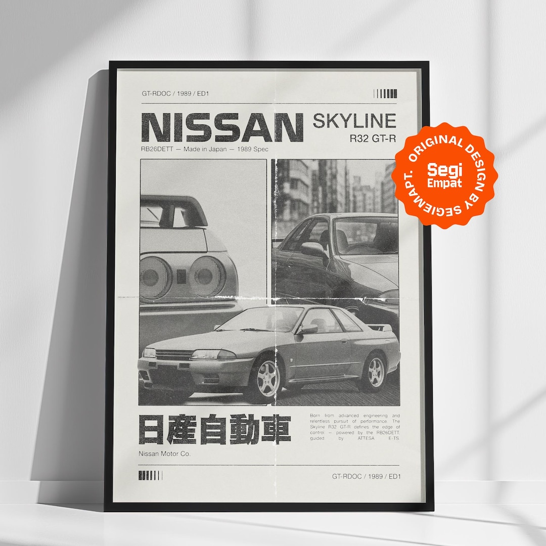 Nissan Skyline R32 GT-R Poster – Editorial Retro JDM Car Wall Art ...