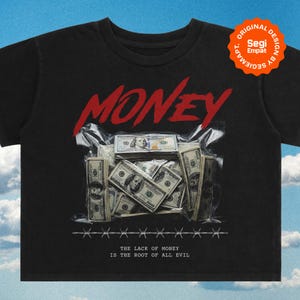 Retro Halftone Money Wrap T-Shirt Graphic Designs | Urban Tee Streetwear PNG Printable for Apparel