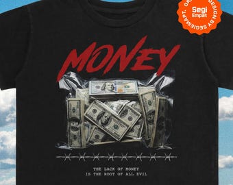 Koszulka z nadrukiem Retro Halftone Money Wrap | Miejski T-shirt Streetwear PNG do druku na odzież