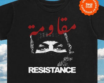 Diseño gráfico de camiseta y sudadera con capucha de la Resistencia Vintage / Tipografía árabe retro urbana PNG imprimible para DTF