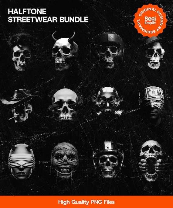 Urban Streetwear Graphic T-shirt Bundle - Halftone Design PNG Ready to Print For Clothing Brand