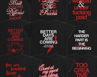 Pacchetto di design PNG per t-shirt streetwear con tipografia, collezione di t-shirt grafiche vintage, pronto per il download, uso commerciale