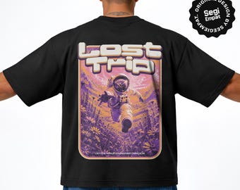 Design PNG per maglietta streetwear con astronauta / Abbigliamento con grafica psichedelica rosa retrò / Stampabile DTF