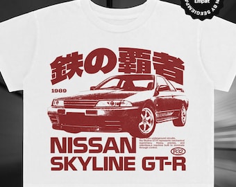Nissan Skyline R32 GTR JDM Streetwear PNG, Maglietta con grafica di auto giapponese retrò, Uso commerciale