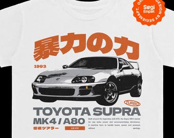 Design PNG per t-shirt streetwear JDM retrò - Grafica classica Toyota Supra MK4, pronto per il DTF