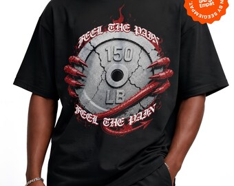 Design PNG per t-shirt streetwear con effetto mezzatinta Barbel / Maglietta grafica per palestra e fitness / Pronta per trasferimento DTF