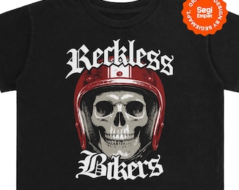 Motorcycle Streetwear PNG T-Shirt Design - Retro Skull Biker Graphic Tee Printable For DTF Sublimation