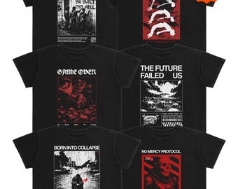 Retro Dystopian Streetwear Design Bundle - Graphic T-Shirt PNG Pack for Clothing Brand or Apparel
