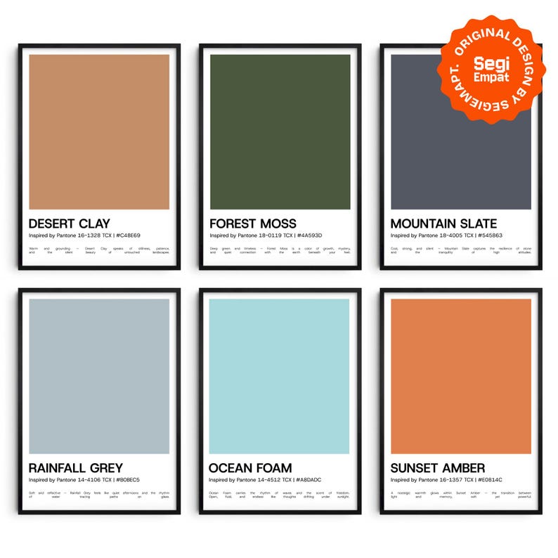 Nature Landscape Pantone Color Poster Set – Minimalist Wall Art for ...