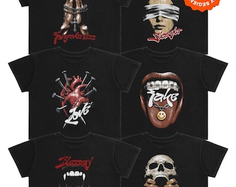Pacchetto di design PNG per t-shirt streetwear vintage dark / Maglietta grafica grunge retrò stampabile, pronta per il download (DTF)