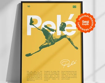 Retro Pele Football Legend Poster | Minimalist Brazil Soccer Wall Art | Vintage Sports Print