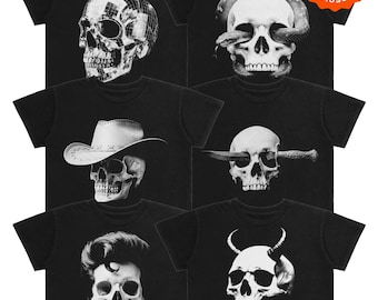 Y2K Skull Streetwear PNG T-Shirt Designs Bundle | Halftone Graphics for DTF Sublimation (Digital Download)