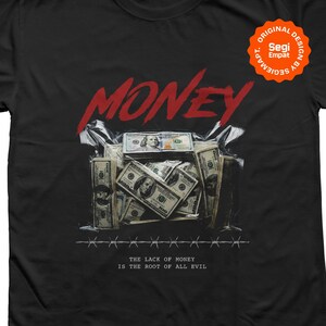 Retro Halftone Money Wrap T-Shirt Graphic Designs | Urban Tee Streetwear PNG Printable for Apparel