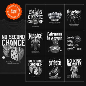 Y2K Streetwear PNG T-Shirt Design Bundles: Chrom Grafik Bereit zum Druck DTF (Digitaler Download)
