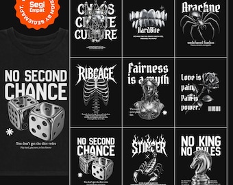 Y2K Streetwear PNG T-Shirt Design Bundles : Chrome Graphic Ready to Print DTF (Digital Download)
