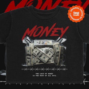 Retro Halftone Money Wrap T-Shirt Graphic Designs | Urban Tee Streetwear PNG Printable for Apparel
