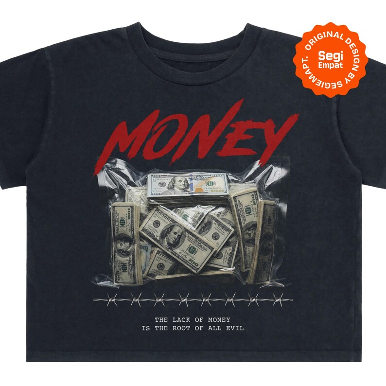 Retro Halftone Money Wrap T-Shirt Graphic Designs | Urban Tee Streetwear PNG Printable for Apparel