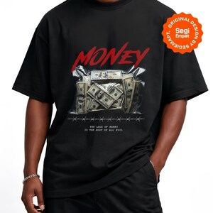 Retro Halftone Money Wrap T-Shirt Graphic Designs | Urban Tee Streetwear PNG Printable for Apparel