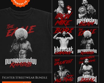 Inspired Halftone Graphic T-Shirt Design Bundle | Boxing & UFC Fighter Streetwear PNG Printable (Digital Download)