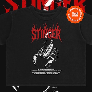 Diseño de camiseta urbana PNG de escorpión en semitono / Camiseta gráfica urbana Y2K / Lista para imprimir