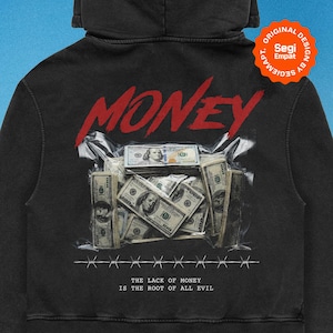 Retro Halftone Money Wrap T-Shirt Graphic Designs | Urban Tee Streetwear PNG Printable for Apparel