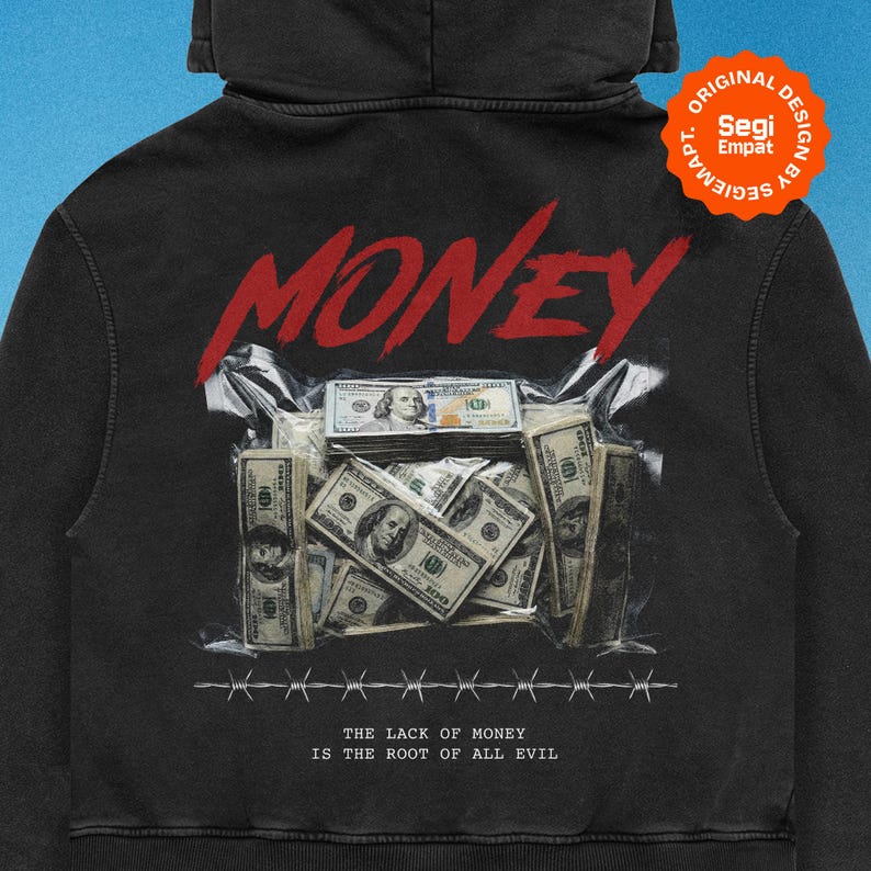 Retro Halftone Money Wrap T-Shirt Graphic Designs | Urban Tee Streetwear PNG Printable for Apparel