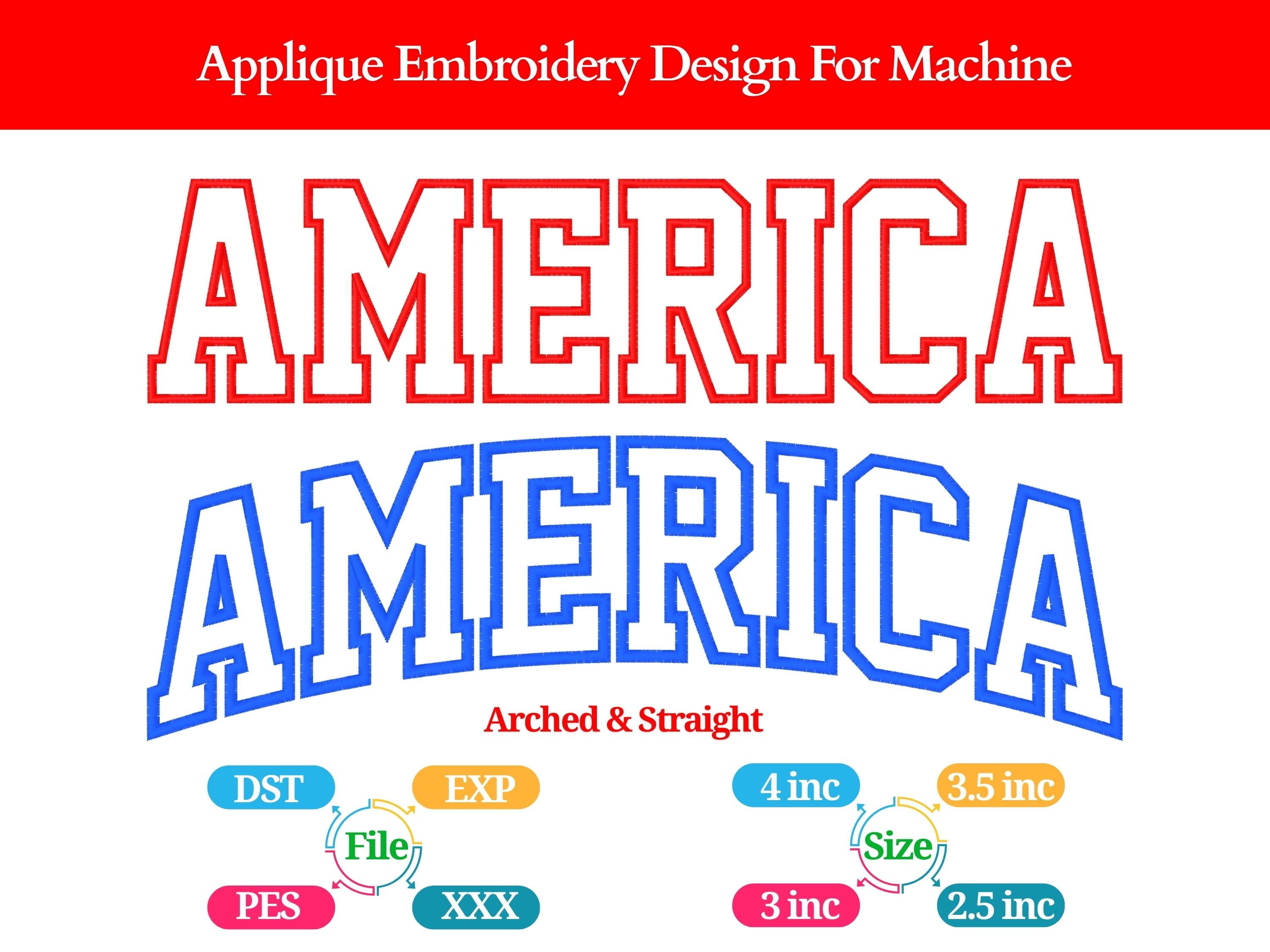 America Applique Embroidery Design: Multi-size Digital Files (digital ...