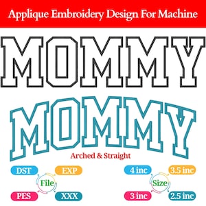 Broderidesign med applikation för mamma | Maskinbroderi (digital nedladdning)