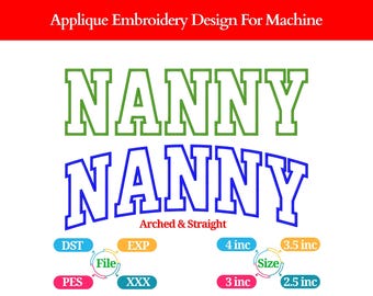Nanny Applique Embroidery Design: Multiple Sizes (Digital Embroidery Files)
