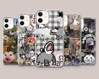 Opossum Handyhülle Lustige Tierschutzhülle für iPhone 17Pro, 16, 15, 14, 13, 12, 11, Samsung S26, S25, S24, S23Fe, A16, A56, Pixel 10, 9Pro, 8A