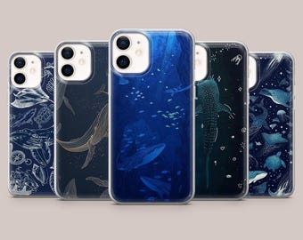 Blue Whale Phone Case Ocean Life Cover for iPhone 17Pro, 16, 15, 14, 13, 12, 11, Samsung S26, S25, S24, S23Fe, A16, A56, Pixel 10, 9Pro, 8A