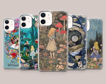 Alice in Wonderland Phone Case Vintage Cover for iPhone 17Pro, 16, 15, 14, 13, 12, Samsung S26, S25, S24, S23Fe, A16, A56, Pixel 10, 9Pro, 8