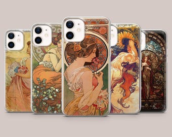 Mucha Handyhülle Alphonse Noveau Art Cover für iPhone 17Pro, 16, 15, 14, 13, 12, 11, Samsung S26, S25, S24, S23Fe, A17, A56, Pixel 10, 9Pro
