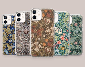 William Morris Handyhülle Vintage Gemälde Cover für iPhone 17Pro, 16, 15, 14, 13, 12, Samsung S26, S25, S24, S23Fe, A16,A56, Pixel 10, 9Pro