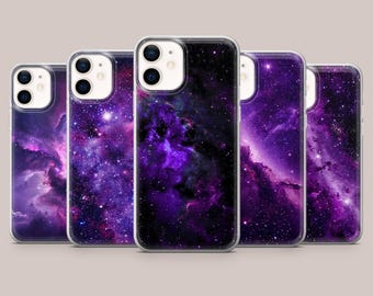 Lila Galaxy Handyhülle Space Universe Cover für iPhone 17Pro, 16, 15, 14, 13, 12, Samsung S26, S25, S24, S23Fe, A16, A56, Pixel 10, 9Pro