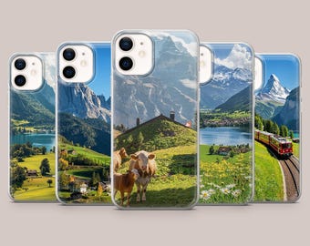 Funda para teléfono con diseño de paisaje natural de Suiza para iPhone 17Pro, 16, 15, 14, 13, 12, 11, Samsung S26, S25, S24, S23Fe, A17, A56, Pixel 10, 9Pro