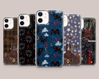 Mothman Handyhülle Cryptid Gothic Cover für iPhone 17Pro, 16, 15, 14, 13, 12, 11, Samsung S26, S25, S24, S23Fe, A16, A56, Pixel 10, 9Pro, 8A