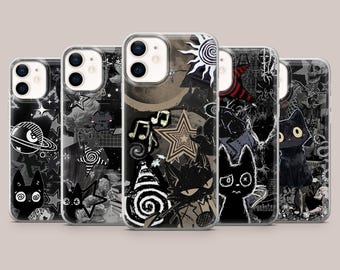Grunge Gothic Katze Handyhülle Emo Y2K Cover für iPhone 17Pro, 16, 15, 14, 13, 12, 11, Samsung S26, S25, S24, S23Fe, A17, A56, Pixel 10, 9Pro