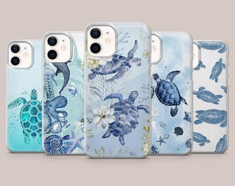 Sea Turtle Handyhülle Ocean Life Cover für iPhone 17Pro, 16, 15, 14, 13, 12, 11, Samsung S26, S25, S24, S23Fe, A16, A56, Pixel 10, 9Pro, 8A