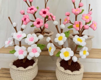 Handmade Crochet Cherry Blossom Style Plant, Spring Gift Idea.