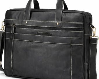 Genuine Leather Laptop Bag 15.6 Inch | Handmade Office Bag for Men & Women | Premium Briefcase | Messenger Work Bag Gift for Him/Her