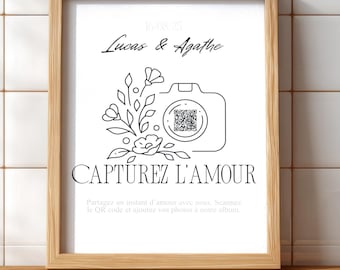 Personalized QR Code Wedding Poster, Guest Photo Sharing, Modern Wedding Decor, Interactive Poster, Original Wedding Gift