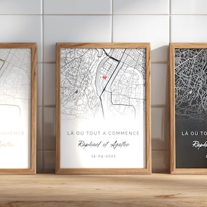 Affiche Plan de Ville Personnalisée, Là Où Tout a Commencé, Carte Couple, Prénoms et Date, Cadeau Couple  Mariage, Cadeau Saint Valentin