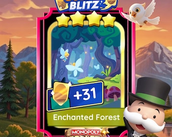 Enchated Forest 4 Stars - Golden Blitz - Monopoly Go! Sticker - Fast Delivery